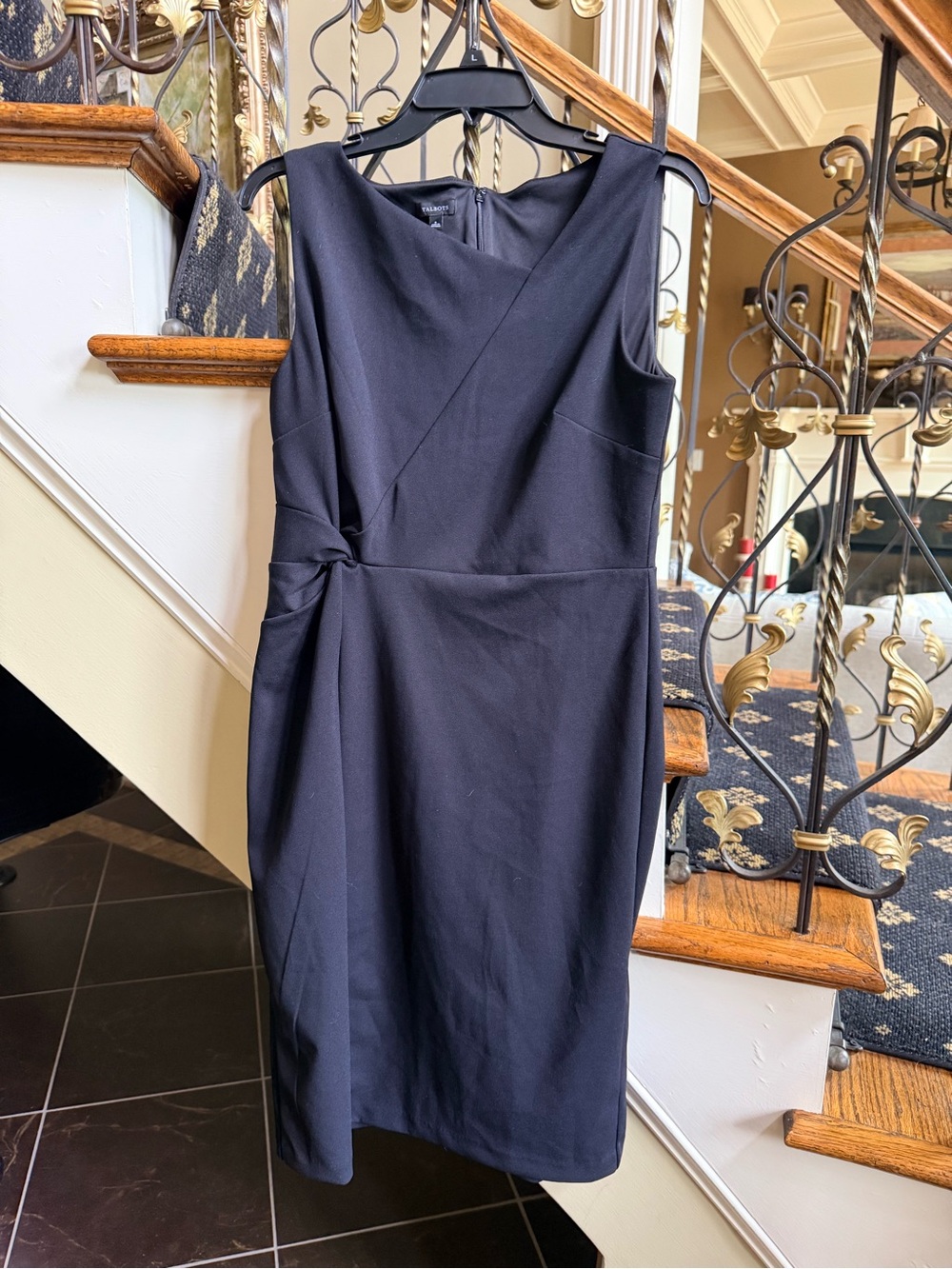 Talbots NWT Classic Sleeveless Black Sheath Dress. Polyester. Size 6 Zip back.